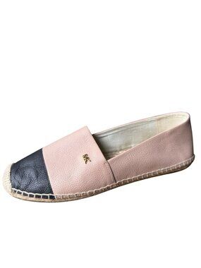 Michael Kors Kendrick Espadrille Slip On Shoes Size 8M Oyster Pink/Black Leather